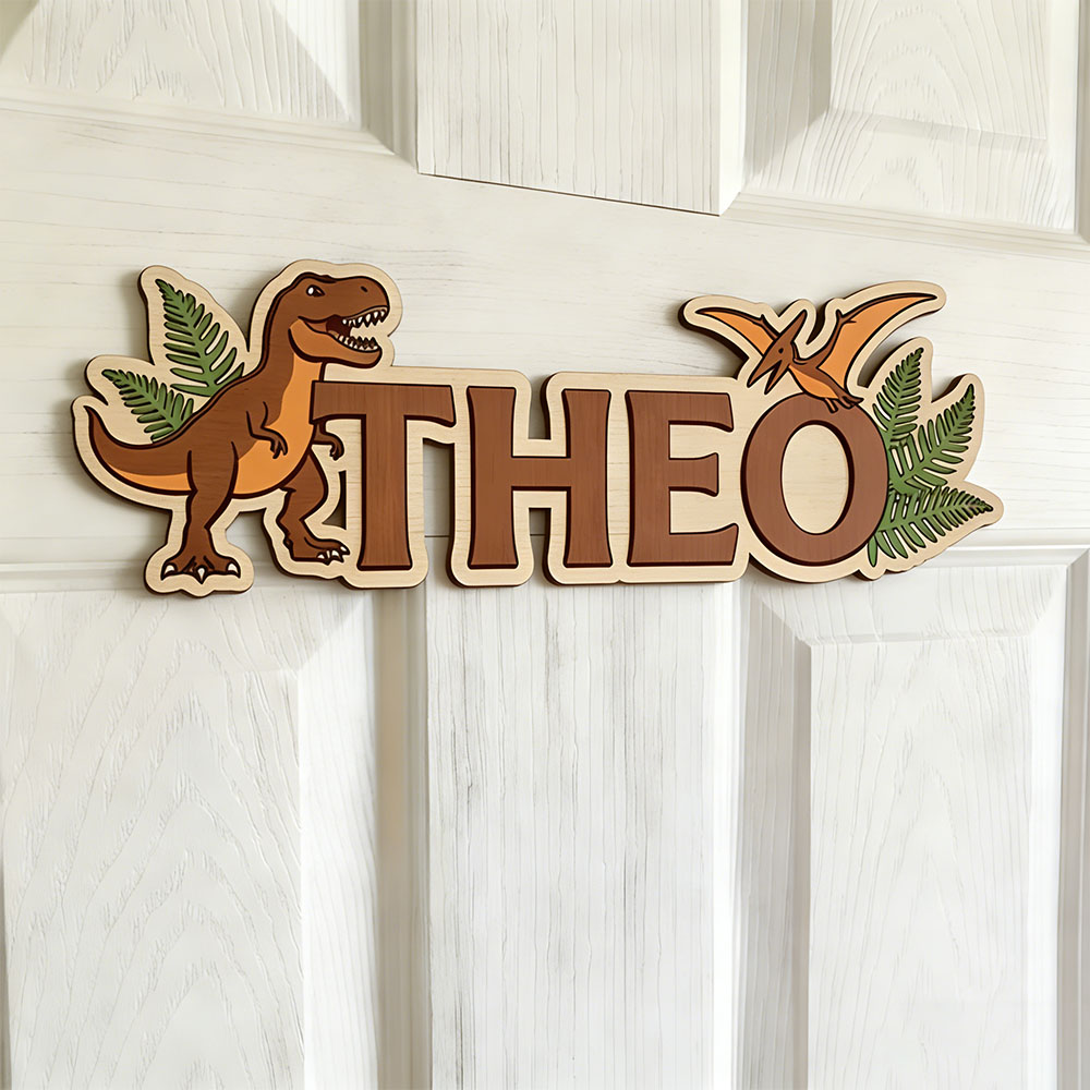 Woodworking For Beginners - Personalized Dinosaur Name Sign for The